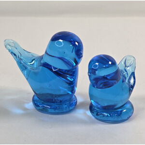 Set of 2 Leo Ward Happy Little Bluebirds Signed Dated 1991 Titan Art Glass